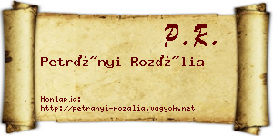 Petrányi Rozália névjegykártya